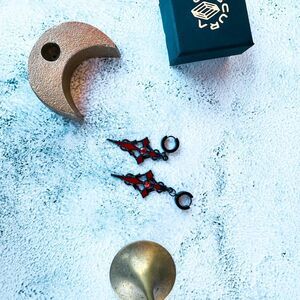 Obscura Nova “Written in Blood Sacrifice” Black and Red Earrings